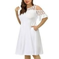 thumbnail image 4 of Aloohaidyvio Dresses for Women,Womens Fashion Casual Plus Size Round-Neck Lace Short Sleeve Loose Pullover Dress, 4 of 5