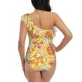 thumbnail image 5 of Picia Cute Pizza In Various Pattern Women's One Piece Swimsuits,One Shoulder Swimwear Asymmetric ,Ruffle Monokinis Bathing Suits,High Waisted Flattering Bathing Suits-XX-Large, 5 of 8