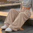 thumbnail image 4 of LUVDA Women's Corduroy Wide Leg Pants Drawstring Elastic Waist Lounge Trousers with Pockets, 4 of 9
