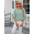 thumbnail image 4 of Anbech Women's Bell Sleeve Tops Chiffon Casual Blouse Tunic Shirts Trendy Design 2025 Summer Tshirt, 4 of 7