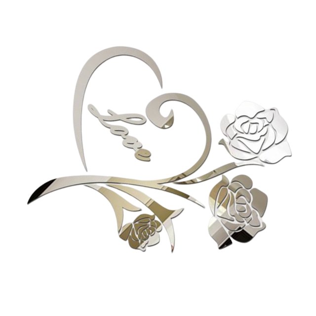 Yuarrent Adhesivo para espejo de pared de rosas, accesorios para el hogar, boda, fiesta, interior, romántico, autoadhesivo, acrílico, accesorio de Decoración del hogar Plata Yuarrent HA077377-04