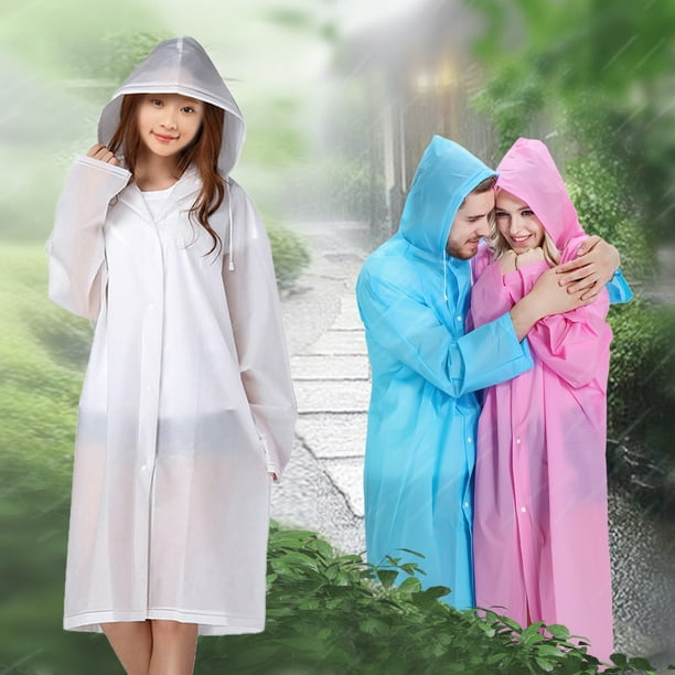 Toystoory Capa de lluvia Senderismo Chubasquero con capucha Poncho Color solido Viaje Mujeres Hombres Ropa de lluvia Cubierta de lluvia multifuncional Paraguas de lluvia Blanco transparente Toystoory ...