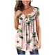thumbnail image 2 of ICHUANYI Clearance Womens Casual Tops V- Neck Hide Belly Short Sleeve T- Cute Flowy Tunic Blouses(Pink, XL) ICHUANYI WER2023081002933, 2 of 7