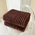 thumbnail image 6 of Btomtd 70"x80" Flannel Fleece Striped Throw Blanket for Couch Bed Microfiber Ribbed Sofa Decor Blanket Household All Season Cover Bed Blanket, Coffee, 6 of 6