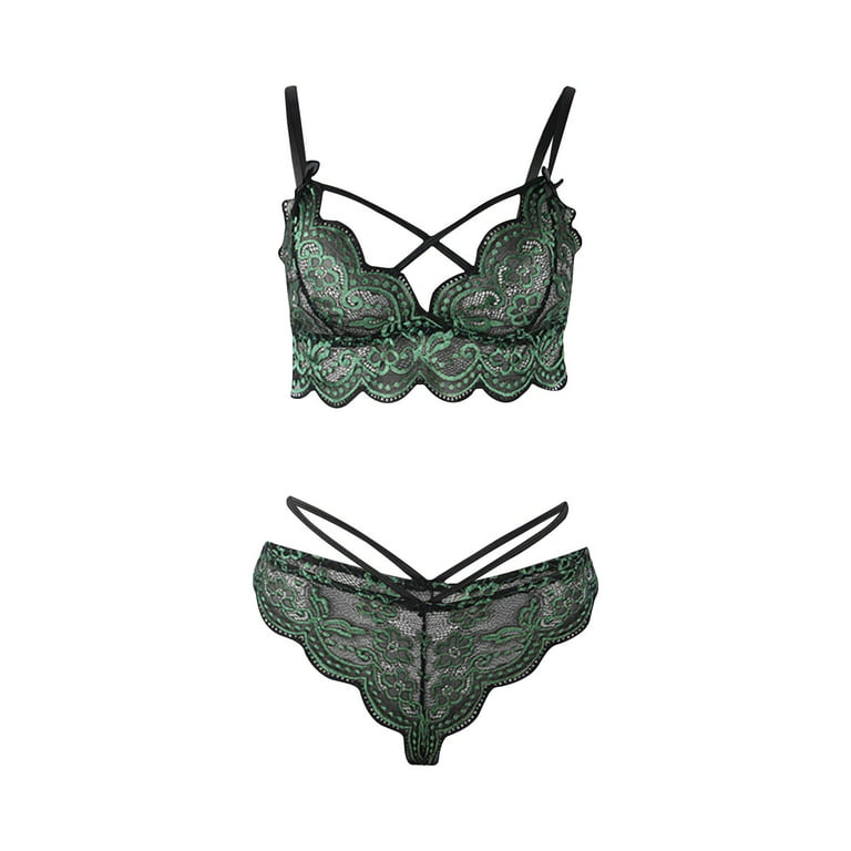 Green Adjustable Strappy Lace Bralette