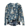 thumbnail image 1 of Pisexur Chandail de Noël Laid Vintage Imprimé de Noël Chandails pour Femmes Manches Longues Décontractées Chandails d'Automne pour Femmes 2025 Mode Col Rond Chandail Tricoté P-2TG Bleu, 1 of 3