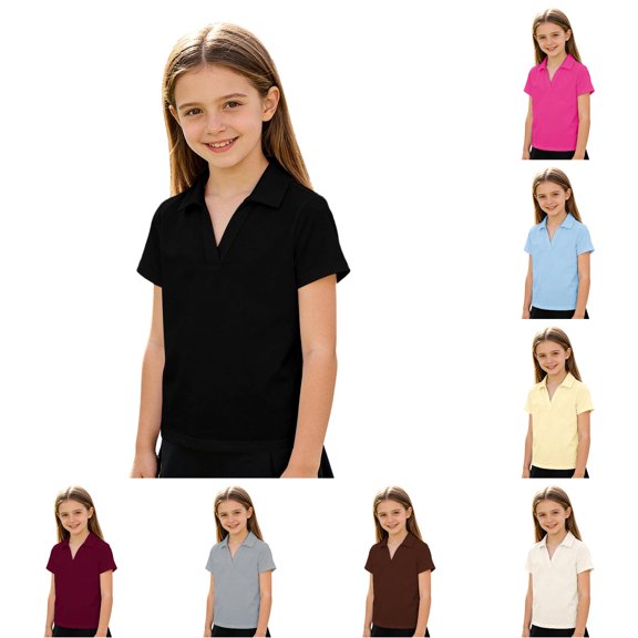 Shachafan Girls' Sporty Solid Color Top For Kids Breathable Girls Tee For Play And Everyday Wear Big Girls Outfits