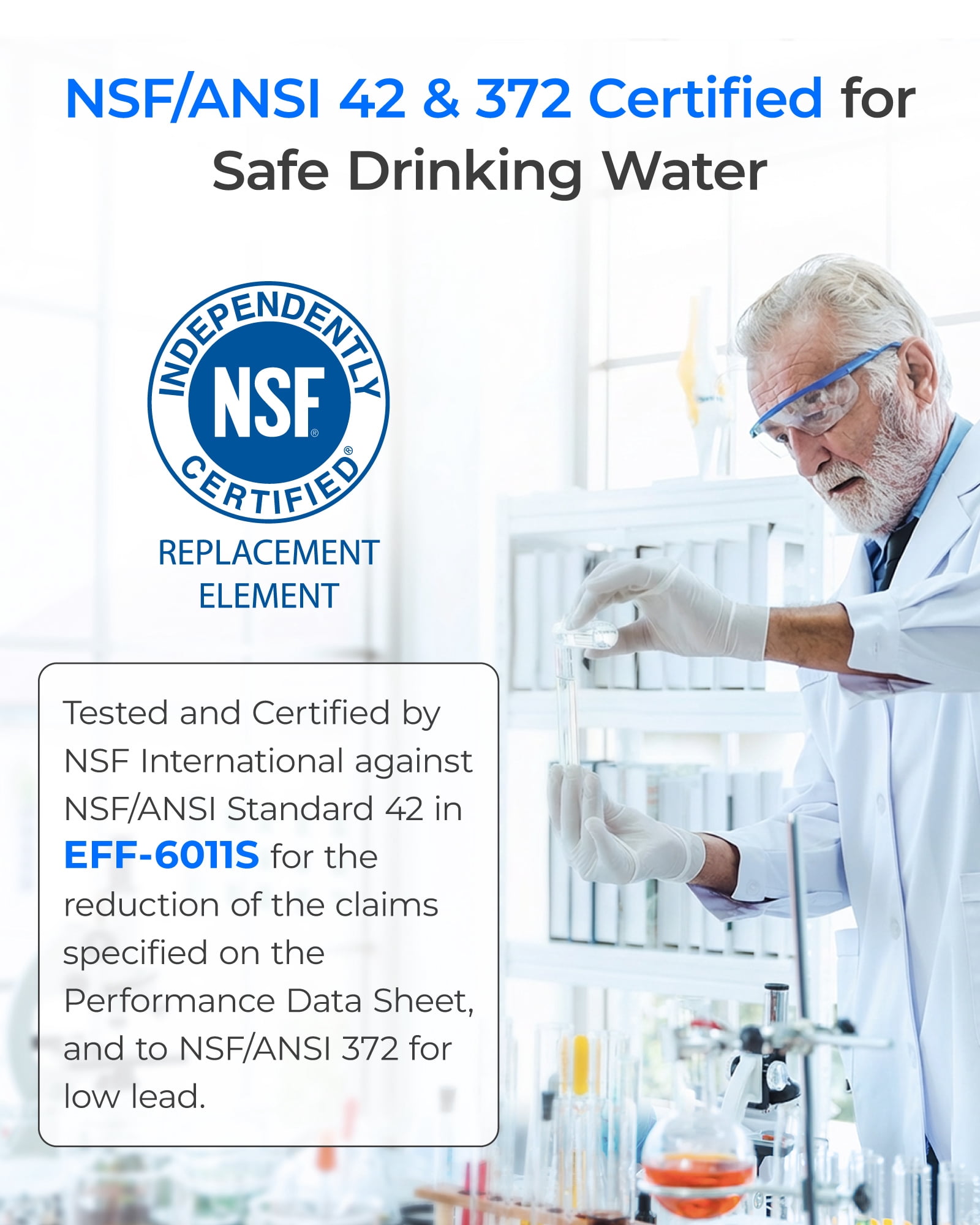 Waterdrop F11 Refrigerator Water Filter Replacement for Samsung® DA29-00003G, DA29-00003B, DA29-00003A, Aqua-Pure Plus, HAFCU1, RFG237AARS, FMS-1, RS22HDHPNSR, RSG257AARS, WSS-1,5 Pack