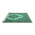 thumbnail image 2 of Ahgly Company Machine Washable Indoor Rectangle Medallion Turquoise Blue Traditional Area Rugs, 6' x 9', 2 of 4