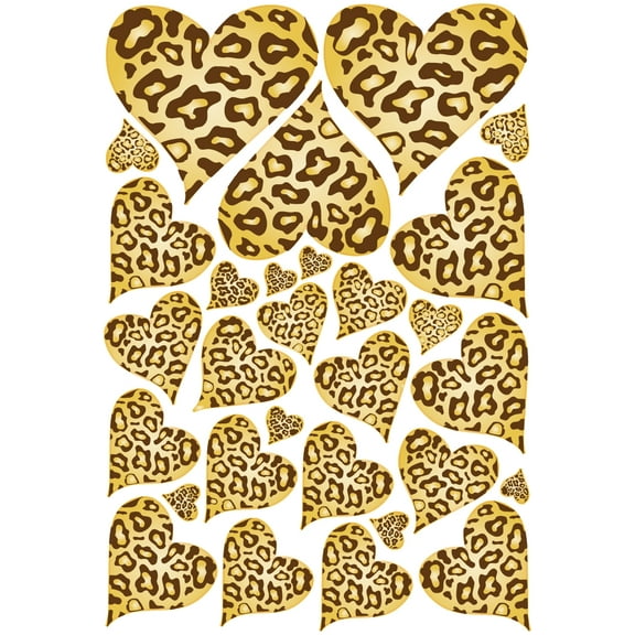 Leopard Cheetah Print Hearts Wall Stickers Decals
