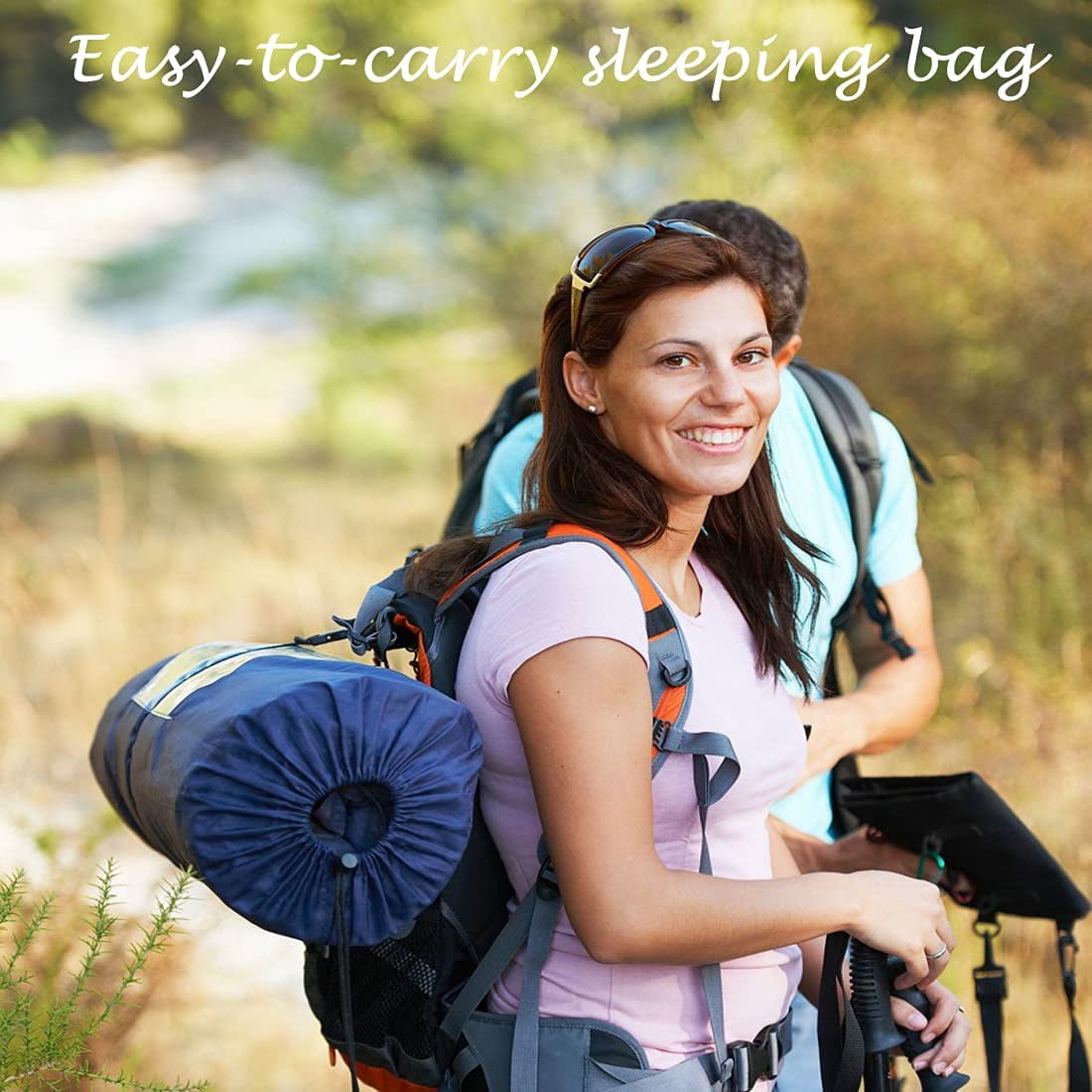 Double Sleeping Bag, Bag with 2 Pillows, Queen Size XL for People, Cold Warm Weather- 3 Seasons, Waterproof Adults Camping, Backpacking or Hiking