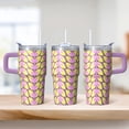 thumbnail image 2 of Geometric Texture 20oz Stainless Steel Tumbler with Handle, Double Wall Insulated Travel Coffee Cup Leak Proof Straw, 2 of 5
