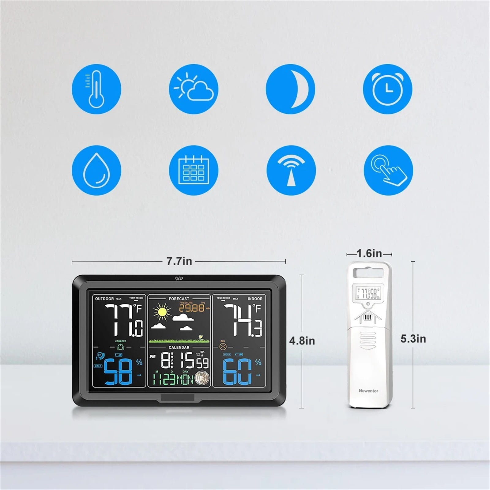 Weather Station Clocks Wireless Digital LED Calendars Table Clock With Temperature And Humidity Monitor Forecast ,Excellent Visual Experience