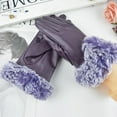 thumbnail image 2 of Gustave Women Leather Touch Screen Gloves Thermal Lining Faux Fur Cuffs Motorcycle Driving Winter Warm Gloves Full Finger Mitten "Purple", 2 of 9