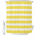 thumbnail image 2 of Yellow Striped Waterproof Fabric Shower Curtain,Modern Simple Monochrome Geometric White Waterproof Fabric Shower Curtain for Bathroom Curtains Bathtubs Shower Curtains with 12 Hooks Standard 60x72, 2 of 8