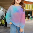 thumbnail image 2 of Girls Cute Tie Dye Fleece Sweatshirts Crewneck Loose Gradient Long Sleeve Casual Streetwear School Outfit Fall Winter Clothes, 2 of 7