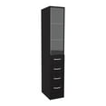 thumbnail image 3 of Cterwk Glass Door Tall Cabinet with 3 Shelves and 4 Drawers, Perfect for Living Room, Bathroom, Black, 3 of 8