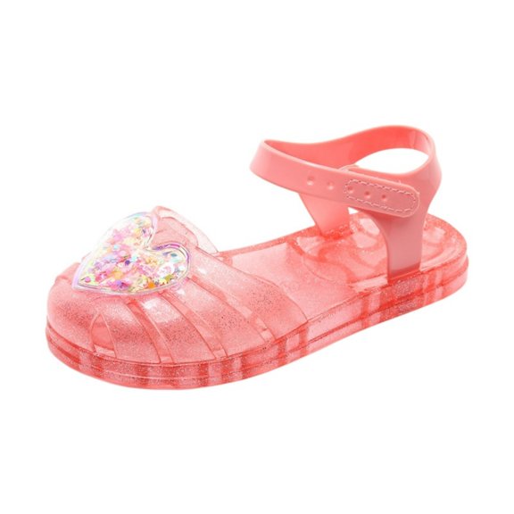 Ruyang Girls Glitter Jelly Sandals Cute Closed Toe Fisherman Sandal Summer Adjustable Straps Non-Slip Flats for Beach