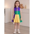 thumbnail image 6 of BemeyourBBs Kids Toddler Baby Girls Mardi Gras Outfits Carnival Clothes Summer A-line Dress Sleeveless Lapel Zip Up Contrast Color Dress, 6 of 8