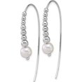 thumbnail image 2 of Sterling Silver Bold, Vibrant White 2 45.5 Mm Rhodium-Plated Polished Graduated Beads And Shell Pearl Threader Earrings, 2 of 3