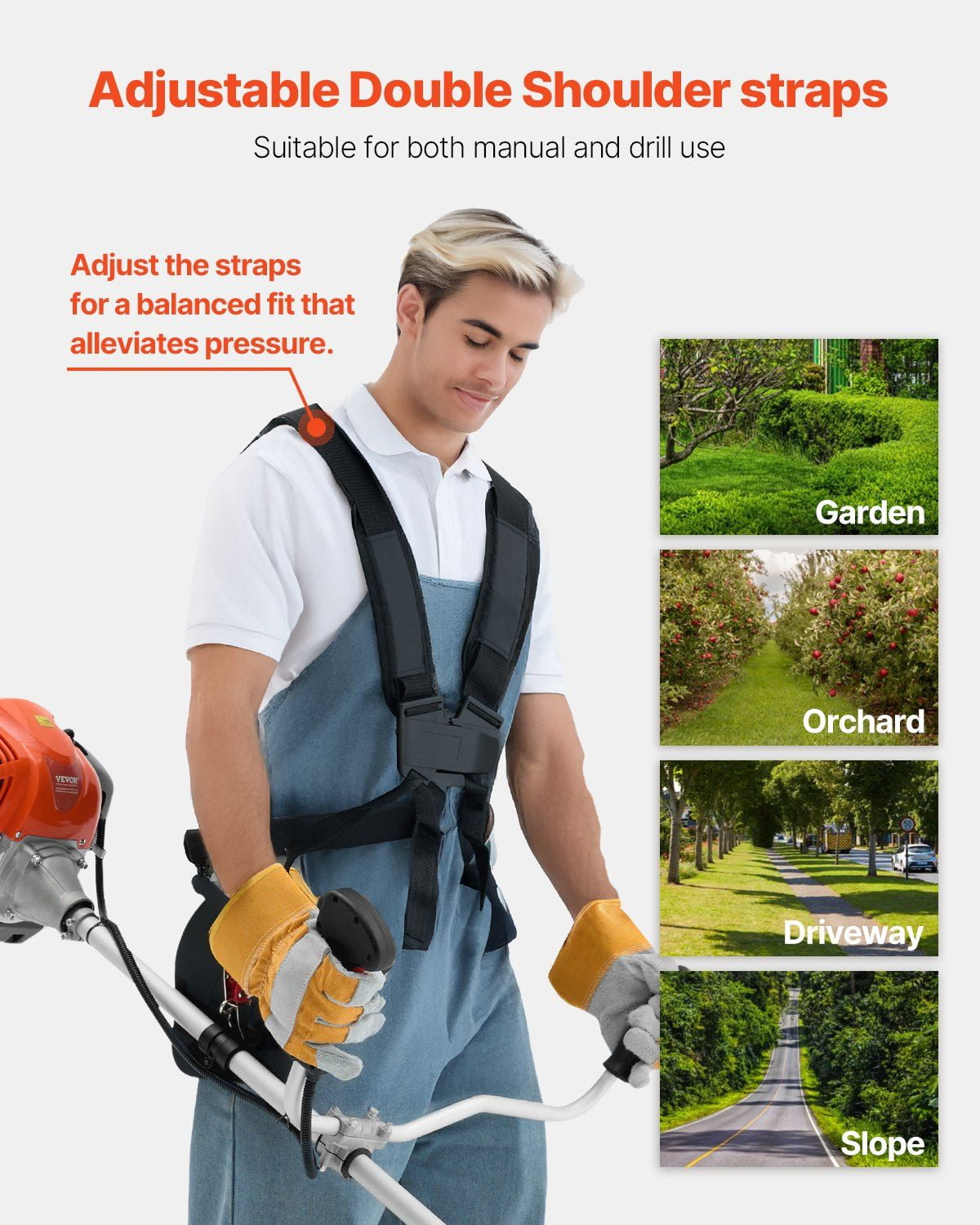 42.7CC 2-Stroke Gas Powered String Trimmer, 16.9" Cordless Design with Shoulder Strap & 3T Blade, Multi-Functional Lawn Edger and Weed Eater for Efficient Grass Cleaning