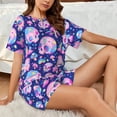 thumbnail image 4 of Fotbe colorful Skull mushroom rainbow Conjunto de Pijama Estampado para Mujer, 2 Piezas, Ropa de Dormir con Camiseta de Manga Corta y Shorts Suaves-Medium, 4 of 6