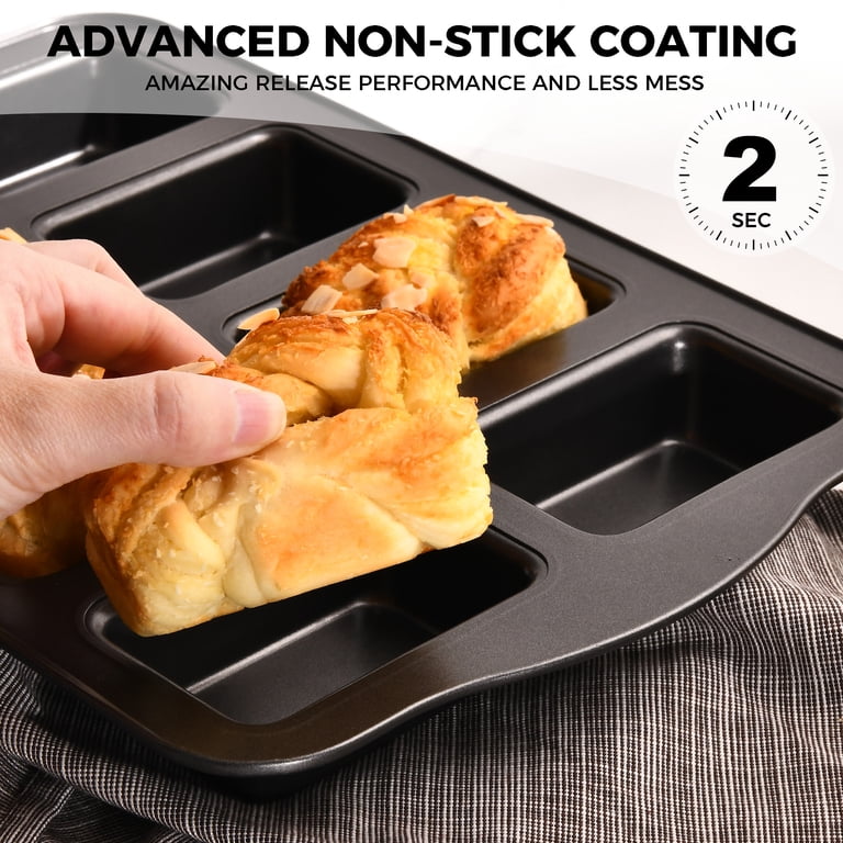 HONGBAKE 8-Cavity Mini Loaf Pans, 2 Pack Nonstick photo 4
