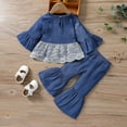 thumbnail image 5 of Sngxgn Toddler Girl Clothes,Girls Outfits Long Sleeve Puff Sleeve Tops Pant Toddler Girl Outfits Clothing Sets(Blue,110), 5 of 9