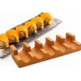 thumbnail image 4 of ABCISI Wood Sushi Temaki Holder, Rustic Novelty Serving Tray, Taco Display Stand Sushi Hand Roll Holder for Party Restaurant Dining Room, Presentation Platter Roll Boat Food Display, 5 Grid, 4 of 7