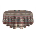 thumbnail image 5 of Brown Geometric Triangle Diamond Pattern Round Tablecloth 60"x60",Wrinkle Wipeable Table Cloth for Kitchen Dining Room Picnic Patio Party, 5 of 6