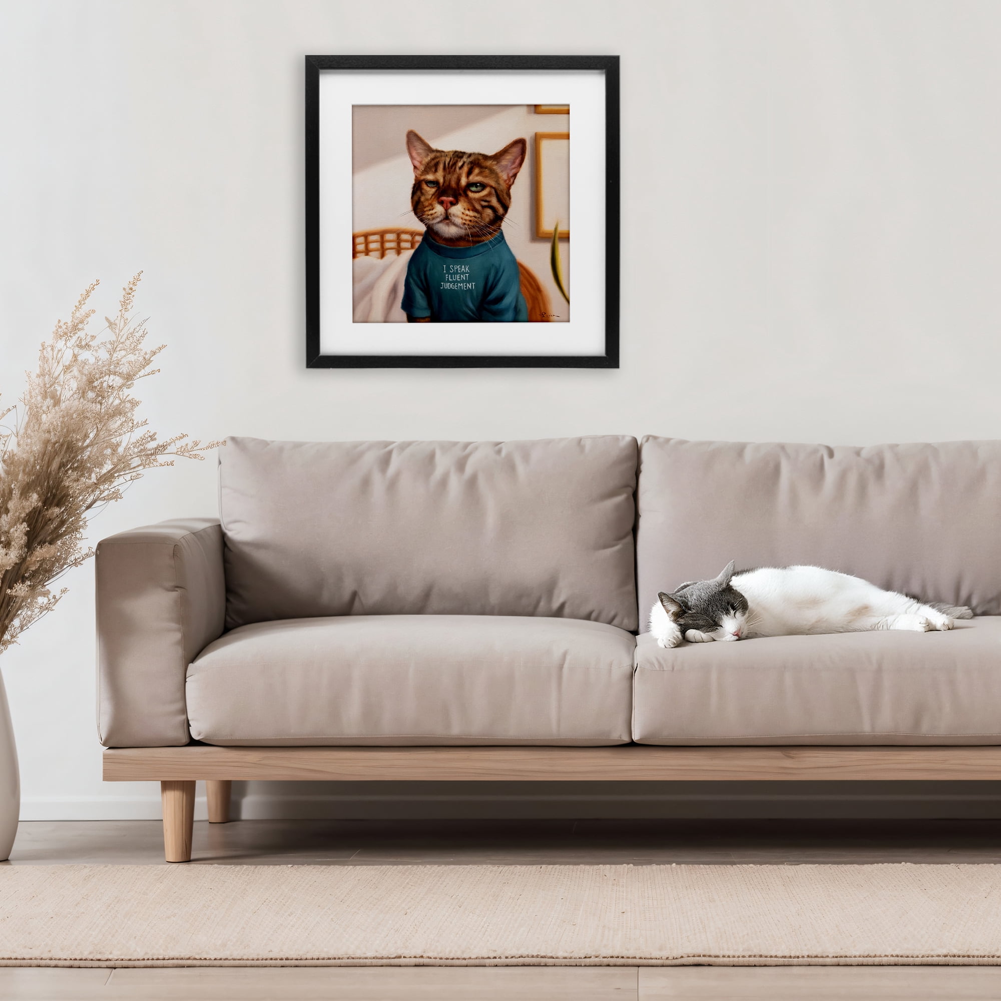 Stupell Industries Cattitude Speak Fluent Judgement Black Framed Print Under Glass, design by Lucia Heffernan