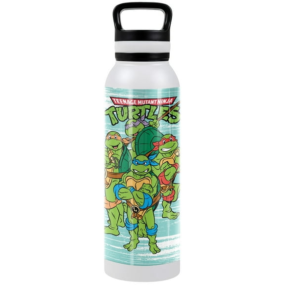 Teenage Mutant Ninja Turtles TMNT Official TMNT Turtle Group 24 oz Insulated Canteen Water Bottle, Leak Resistant, Vacuum Insulated Stainless Steel with Loop Cap