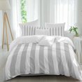 thumbnail image 2 of Grey Striped Bedding 3 Piece Duvet Cover Set Queen Size, Modern Farmhouse Gray White Stripes Soft Microfiber Comforter Cover with Zipper Closure & Pillowcases, Wrinkle & FadeResistant Quilt Cover, 2 of 9