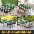 thumbnail image 5 of St. Patrick's Day Table Cloths for 5 Foot Rectangle Tables, Lucky Shamrocks Gradient Green Leaves Rustic Patio Waterproof Elastic Fitted Tablecloths, Washable Rectangular Table Cover for Camping, 5 of 8