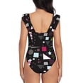 thumbnail image 6 of Yiaed Colorful Geometry Print Women's Ruffled One Piece Swimsuit V Neck Swimwear Slimming Monokini for Woman-Medium, 6 of 8