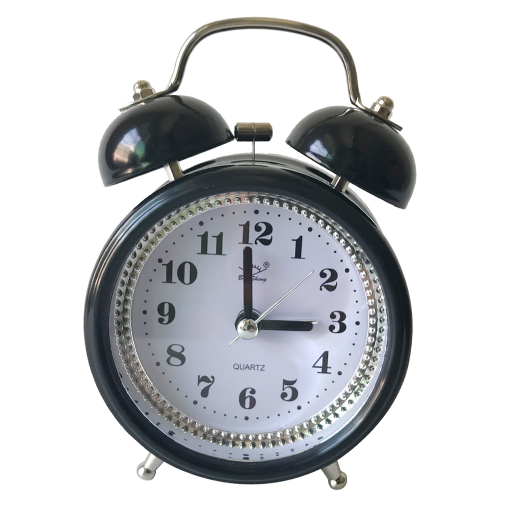 Large Analog Alarm Table Clock Quartz w/ Night Vision Backlight Black 4.72 in. 
