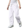 thumbnail image 3 of UQJfacai Boys Girls Wide Leg Sweatpants Kids Baggy Jogger Pants Fall Casual Drawstring Elastic Waist Straight Athletic Workout Pants 4-15 Years, 3 of 4