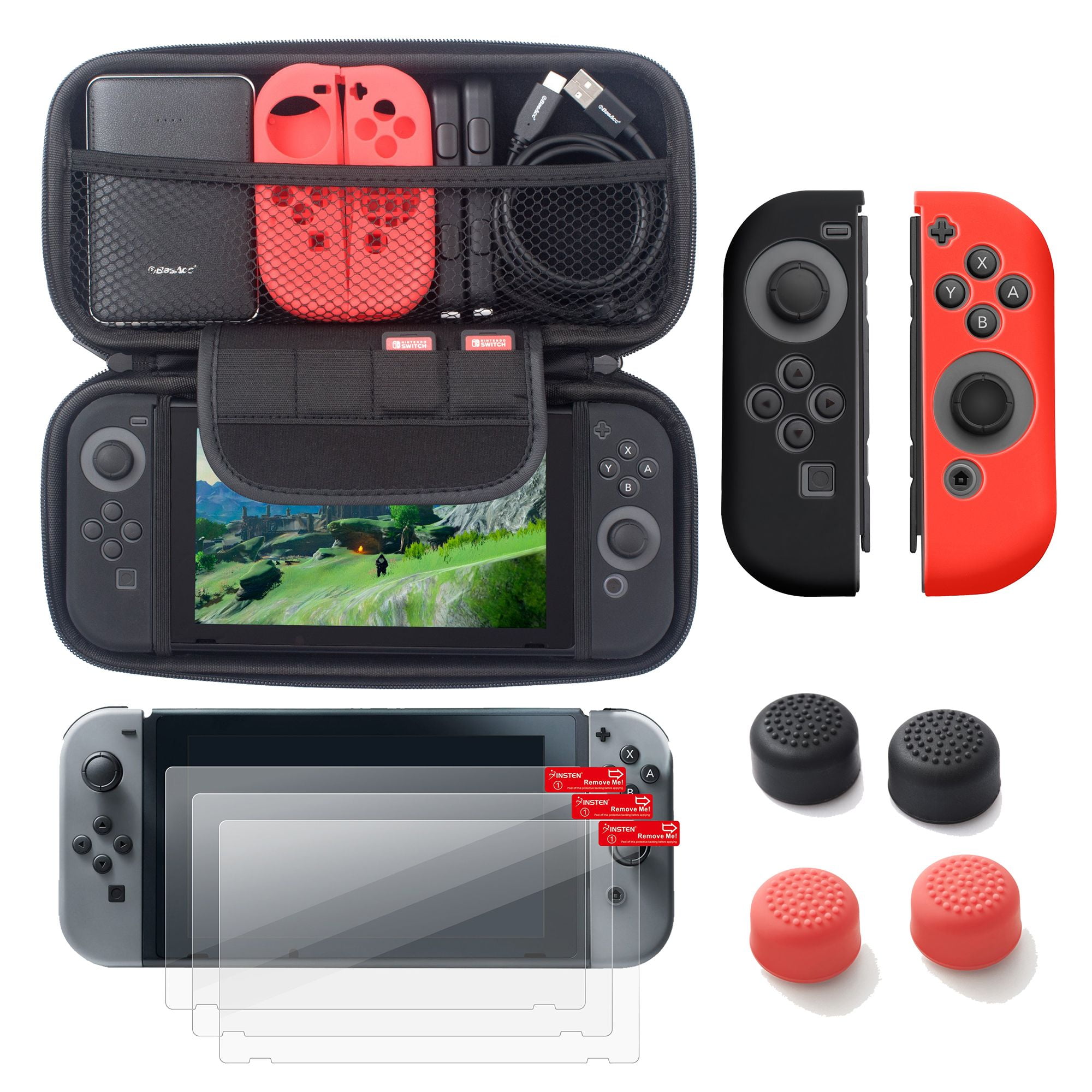 Nintendo Switch 6 items Starter Kit, by Insten Carrying Case Hard Shell