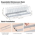 thumbnail image 6 of Housolution Pot and Pan Organizer, Expandable Pot Lid Organizer Rack with 14 Adjustable Dividers for Kitchen, Under Cabinet, Cutting Board, Bakeware, Grey, 6 of 7