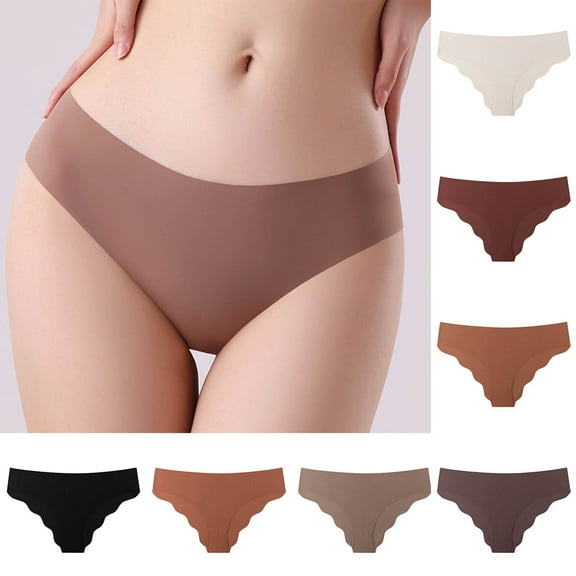 Swuxness Women's Sports Plus Size Underwear, Women's Panties, Women's Solid Color Plus Size Ice Silk Seamless Ruffled Comfortable Soft Panties Black, XL