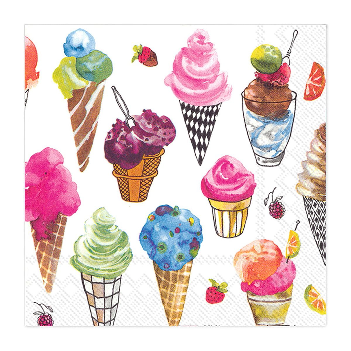 Set of 1 Cocktail Ice Cream Napkins 20 Pack