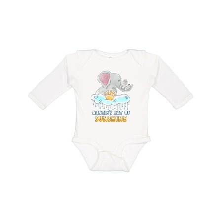

Inktastic Auntie s Ray Of Sunshine Cute Elephants Rainclouds and Sun Boys or Girls Long Sleeve Baby Bodysuit