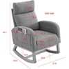 HOTORIL Chair Nursery Modern Fabric Accent Armchair Upholstered Glider Chair with Rubber Wood Legs Side Pocket Leisure Single Sofa Chair for Living Room Bedroom Green Velvet