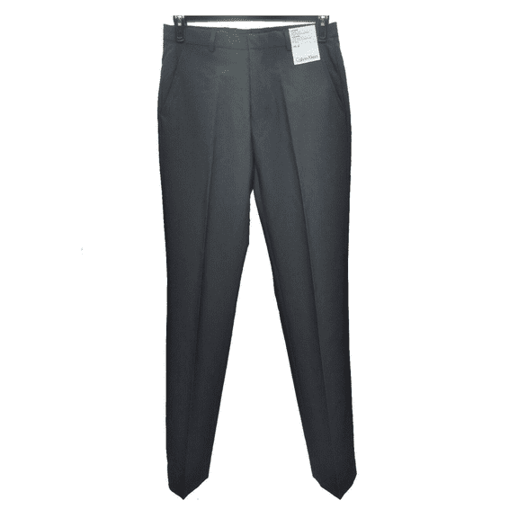 Calvin Klein Men's Straight Fit Dress Pants Pleated Charcoal Small Striped 30X32