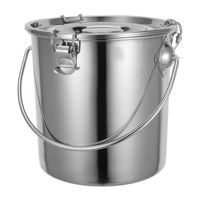 KAKOWELY Stainless Steel Oil Bucket Rice Bucket Milk Holder Oil Jug with Sealed Lid and Handle,8.27X"X8.27"X7.28"
