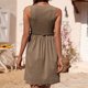 thumbnail image 5 of Vestido de mujer de una línea sin mangas con cuello redondo vestido de verano para cóctel (café M) FLhrweasw Para estrenar, 5 of 7