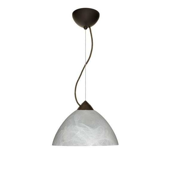 1KX-420152-LED-BR-Besa Lighting-Tessa-One Light Cord Pendant with Flat Canopy-10.5 Inches Wide by 5.5 Inches High-Bronze Finish-Marble Glass Color-LED
