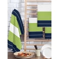 thumbnail image 2 of Navy Blue Green Stripe Kitchen Dish Towels for Drying Dishes Set of 3, Modern Art Horizontal Striped Waffle Weave Microfiber Hand Tea Bathroom Towels Quick Dry & Absorbent Towel 15.7x23.6, 2 of 7
