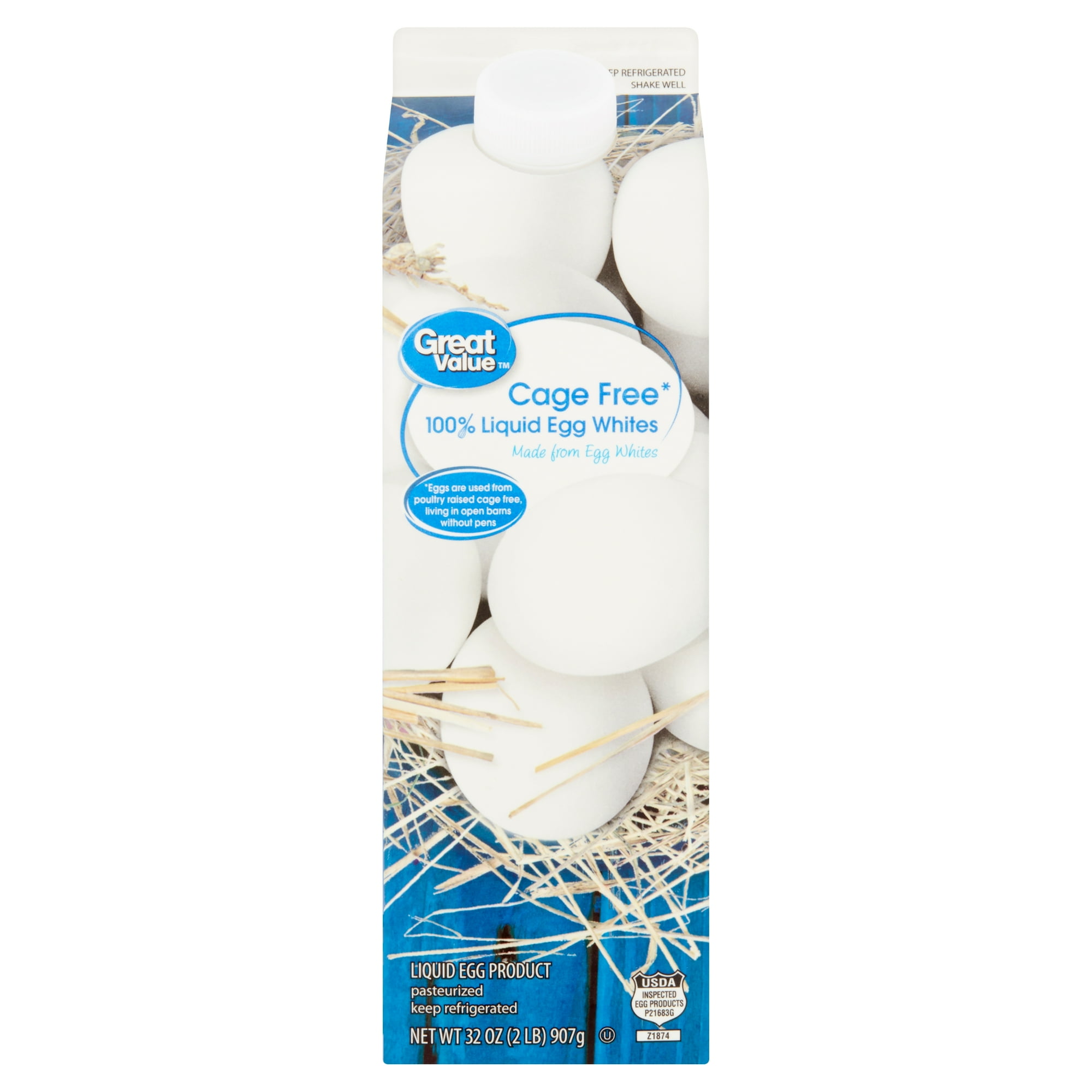 Great Value Cage-Free 100% Liquid Egg Whites, 32 oz