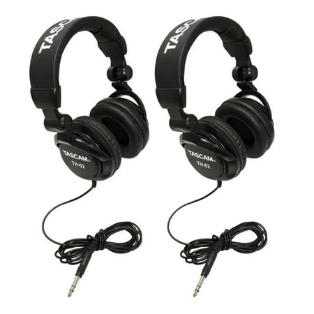 TASCAM TH-02B Foldable Recording Mixing Home Studio Headphones - Black (2 (Best Studio Mixing Headphones 2019)